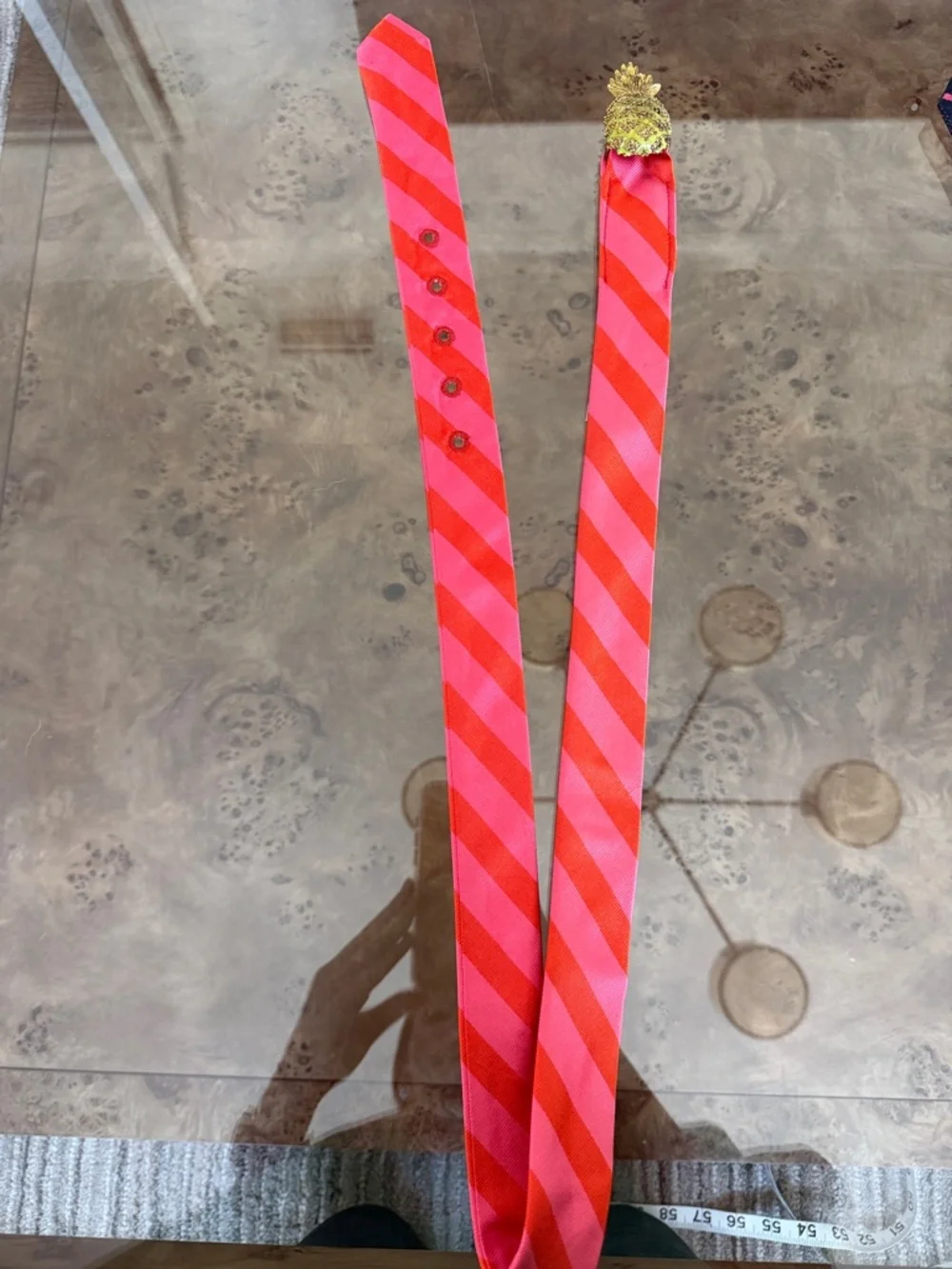 J. Crew Pink and Red Diagonal Stripe Ribbon Belt - Picture 1 of 4